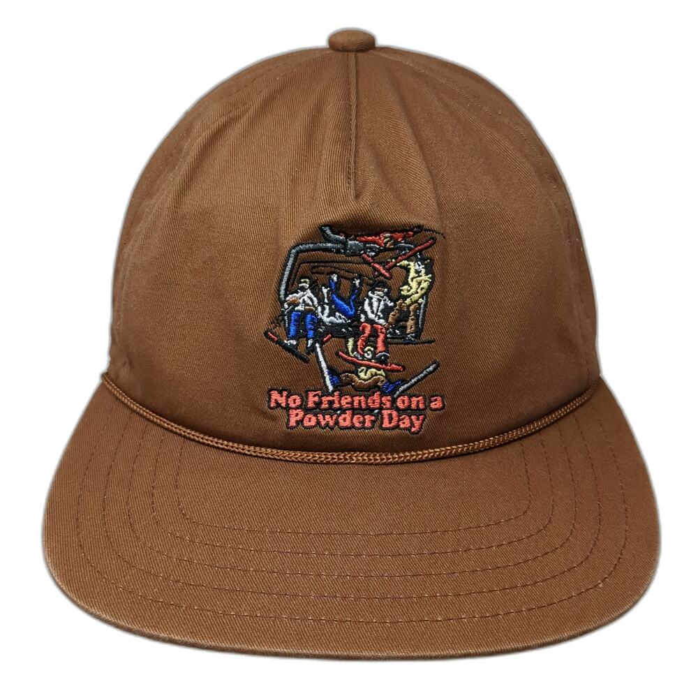 Coal 5 Panel Brown One Size Hat No Friends on a Powder Day Ski Chairlift Rope